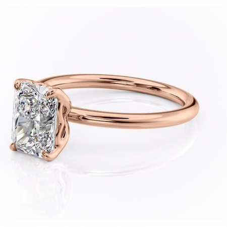Inel de logodnă Arabeth din aur Rose 14kt cu moissanite tăietură radiantă – Solitar rafinată pentru profil înalt | Personalizează și configurează gratuit online [6]