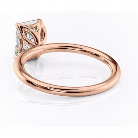 Inel de logodnă Arabeth din aur Rose 14kt cu moissanite tăietură radiantă – Solitar rafinată pentru profil înalt | Personalizează și configurează gratuit online [3]
