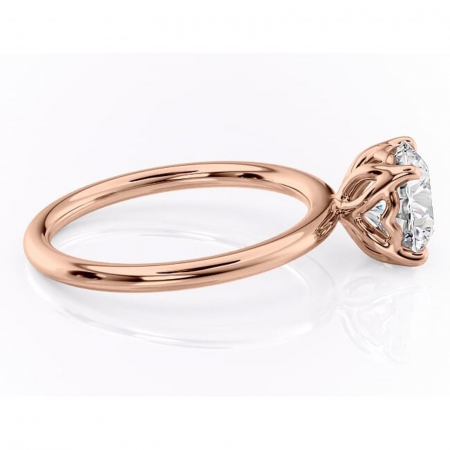 Inel de logodnă Arabeth din aur Rose 14kt cu moissanite tăietură rotundă – Solitar rafinată pentru profil înalt | Personalizează și configurează gratuit online [1]