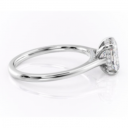 Inel de logodnă Aria din aur Alb 14kt cu moissanite tăietură asscher – Solitar rafinată pentru profil înalt | Personalizează și configurează gratuit online [1]