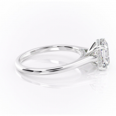 Inel de logodnă Aria din aur Alb 14kt cu moissanite tăietură asscher – Solitar rafinată pentru profil înalt | Personalizează și configurează gratuit online [1]