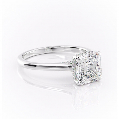 Asscher - Inel de logodnă Aria din aur Alb 14kt cu moissanite tăietură asscher – Solitar rafinată pentru profil înalt | Personalizează și configurează gratuit online