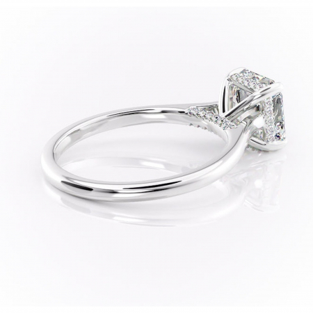 Inel de logodnă Aria din aur Alb 14kt cu moissanite tăietură asscher – Solitar rafinată pentru profil înalt | Personalizează și configurează gratuit online [2]