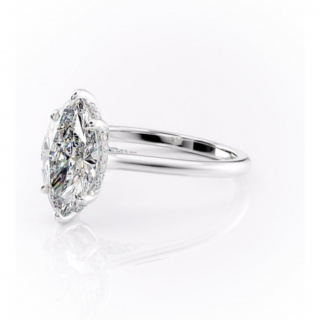 Inel de logodnă Aria din aur Alb 14kt cu moissanite tăietură marquise – Solitar rafinată pentru profil înalt | Personalizează și configurează gratuit online [6]