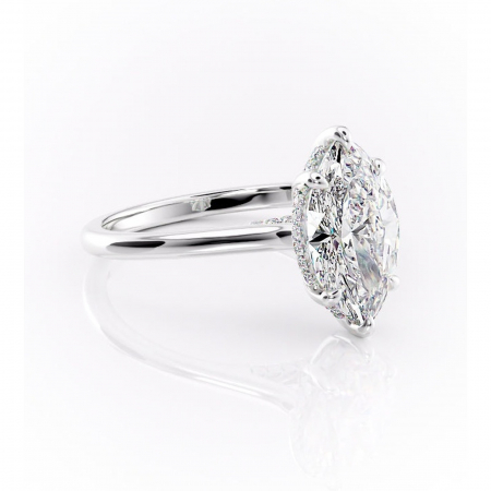 Marquise - Inel de logodnă Aria din aur Alb 14kt cu moissanite tăietură marquise – Solitar rafinată pentru profil înalt | Personalizează și configurează gratuit online