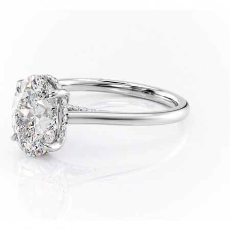 Inel de logodnă Aria din aur Alb 14kt cu moissanite tăietură ovală – Solitar rafinată pentru profil înalt | Personalizează și configurează gratuit online [6]
