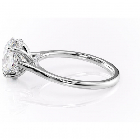 Inel de logodnă Aria din aur Alb 14kt cu moissanite tăietură ovală – Solitar rafinată pentru profil înalt | Personalizează și configurează gratuit online [5]