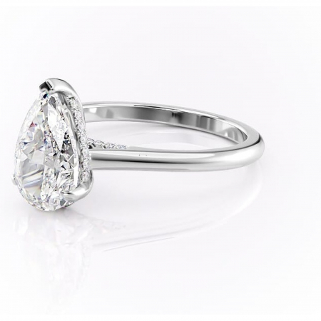 Inel de logodnă Aria din aur Alb 14kt cu moissanite tăietură pară – Solitar rafinată pentru profil înalt | Personalizează și configurează gratuit online [6]