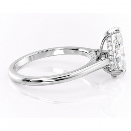Inel de logodnă Aria din aur Alb 14kt cu moissanite tăietură pară – Solitar rafinată pentru profil înalt | Personalizează și configurează gratuit online [1]