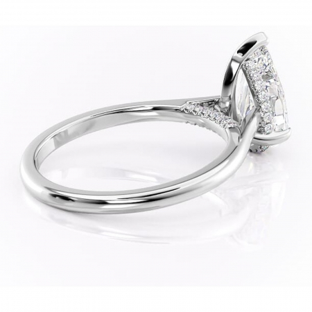 Inel de logodnă Aria din aur Alb 14kt cu moissanite tăietură pară – Solitar rafinată pentru profil înalt | Personalizează și configurează gratuit online [2]