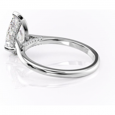 Inel de logodnă Aria din aur Alb 14kt cu moissanite tăietură pară – Solitar rafinată pentru profil înalt | Personalizează și configurează gratuit online [4]