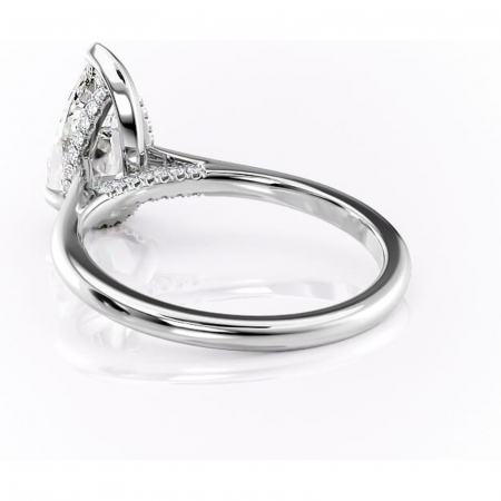 Inel de logodnă Aria din aur Alb 14kt cu moissanite tăietură pară – Solitar rafinată pentru profil înalt | Personalizează și configurează gratuit online [3]