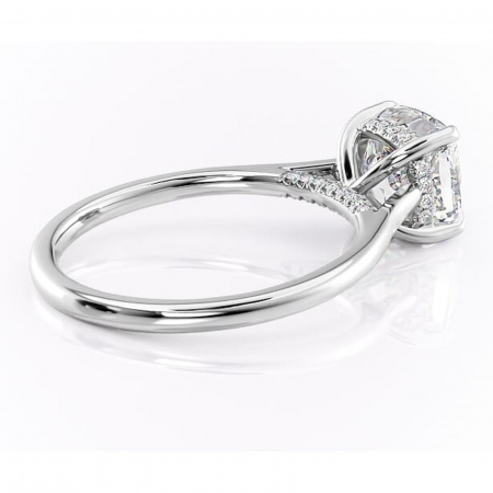 Inel de logodnă Aria din aur Alb 14kt cu moissanite tăietură pernă – Solitar rafinată pentru profil înalt | Personalizează și configurează gratuit online [2]