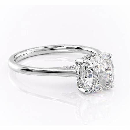 Alege forma Moissanit - Inel de logodnă Aria din aur Alb 14kt cu moissanite tăietură pernă – Solitar rafinată pentru profil înalt | Personalizează și configurează gratuit online