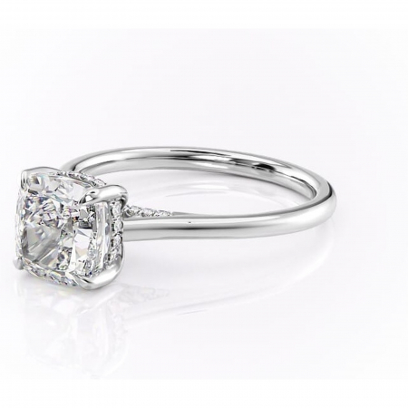 Inel de logodnă Aria din aur Alb 14kt cu moissanite tăietură pernă – Solitar rafinată pentru profil înalt | Personalizează și configurează gratuit online [6]