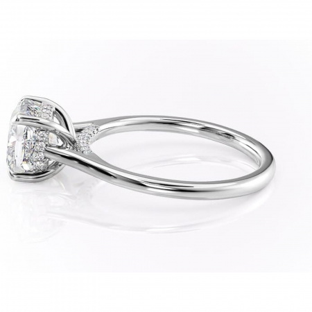 Inel de logodnă Aria din aur Alb 14kt cu moissanite tăietură pernă – Solitar rafinată pentru profil înalt | Personalizează și configurează gratuit online [5]