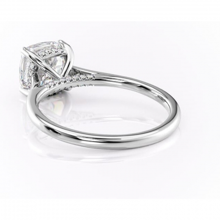 Inel de logodnă Aria din aur Alb 14kt cu moissanite tăietură pernă – Solitar rafinată pentru profil înalt | Personalizează și configurează gratuit online [3]