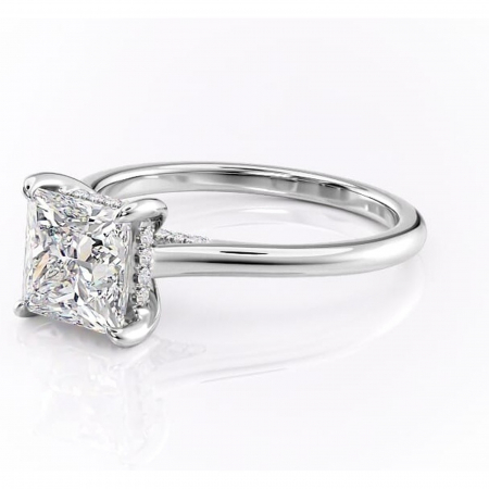Inel de logodnă Aria din aur Alb 18kt cu moissanite tăietură princess – Solitar rafinată pentru profil înalt | Personalizează și configurează gratuit online [6]