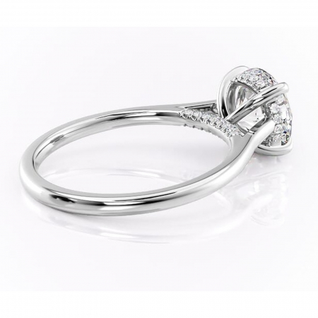 Inel de logodnă Aria din aur Alb 14kt cu moissanite tăietură rotundă – Solitar rafinată pentru profil înalt | Personalizează și configurează gratuit online [2]