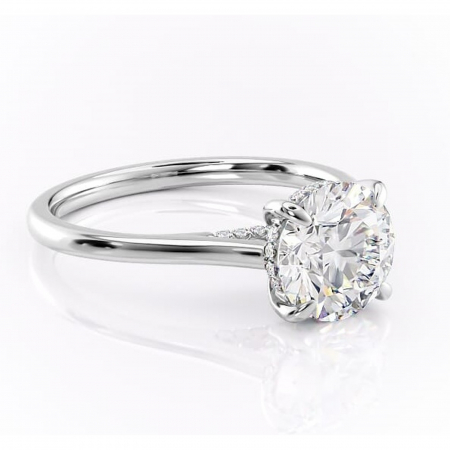 Alege forma Moissanit - Inel de logodnă Aria din aur Alb 14kt cu moissanite tăietură rotundă – Solitar rafinată pentru profil înalt | Personalizează și configurează gratuit online