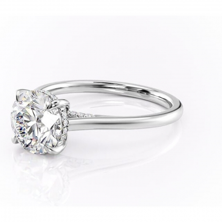 Inel de logodnă Aria din aur Alb 14kt cu moissanite tăietură rotundă – Solitar rafinată pentru profil înalt | Personalizează și configurează gratuit online [6]