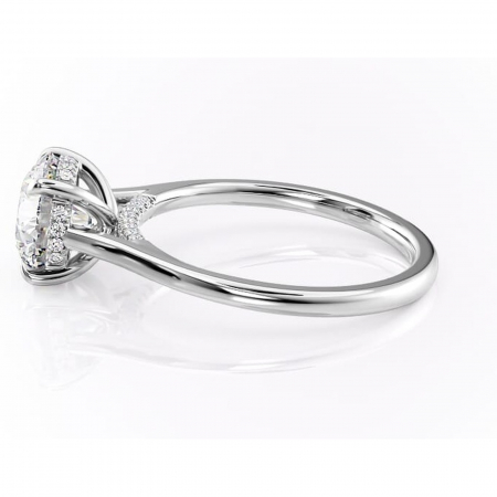 Inel de logodnă Aria din aur Alb 14kt cu moissanite tăietură rotundă – Solitar rafinată pentru profil înalt | Personalizează și configurează gratuit online [5]