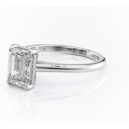 Inel de logodnă Aria din aur Alb 14kt cu moissanite tăietură smarald – Solitar rafinată pentru profil înalt | Personalizează și configurează gratuit online [6]