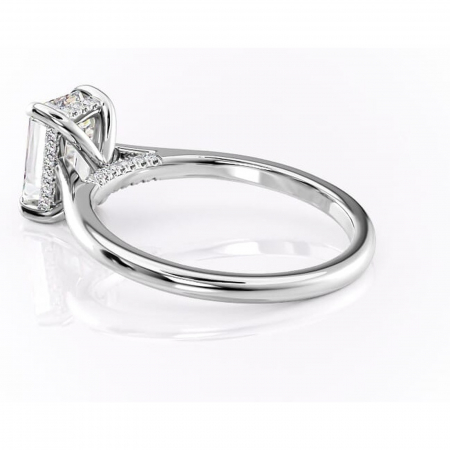 Inel de logodnă Aria din aur Alb 14kt cu moissanite tăietură smarald – Solitar rafinată pentru profil înalt | Personalizează și configurează gratuit online [4]