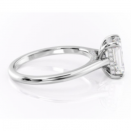 Inel de logodnă Aria din aur Alb 14kt cu moissanite tăietură smarald – Solitar rafinată pentru profil înalt | Personalizează și configurează gratuit online [1]