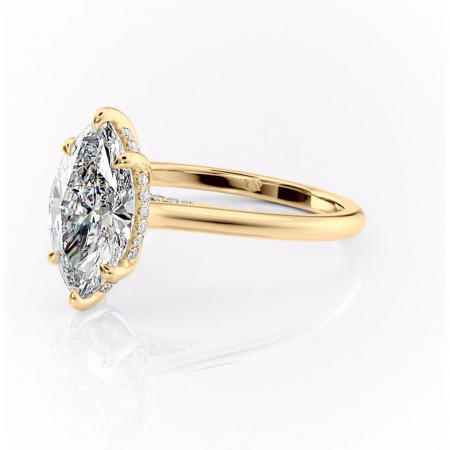 Inel de logodnă Aria din aur Galben 14kt cu moissanite tăietură marquise – Solitar rafinată pentru profil înalt | Personalizează și configurează gratuit online [6]