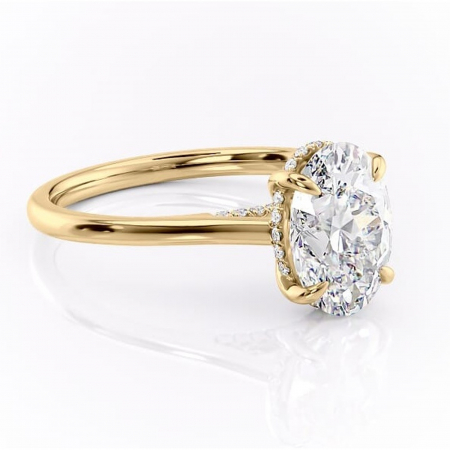 Aur galben - Inel de logodnă Aria din aur Galben 18kt cu moissanite tăietură ovală – Solitar rafinată pentru profil înalt | Personalizează și configurează gratuit online