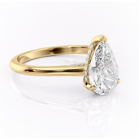 Aur galben - Inel de logodnă Aria din aur Galben 14kt cu moissanite tăietură pară – Solitar rafinată pentru profil înalt | Personalizează și configurează gratuit online