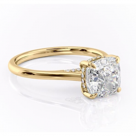 Aur galben - Inel de logodnă Aria din aur Galben 14kt cu moissanite tăietură pernă – Solitar rafinată pentru profil înalt | Personalizează și configurează gratuit online