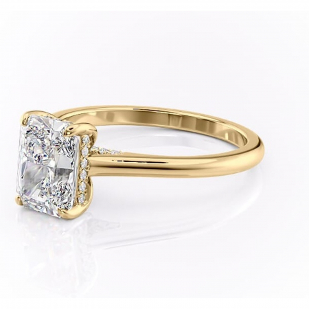 Inel de logodnă Aria din aur Galben 14kt cu moissanite tăietură radiantă – Solitar rafinată pentru profil înalt | Personalizează și configurează gratuit online [6]
