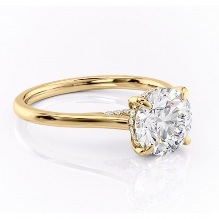 Aur galben - Inel de logodnă Aria din aur Galben 14kt cu moissanite tăietură rotundă – Solitar rafinată pentru profil înalt | Personalizează și configurează gratuit online