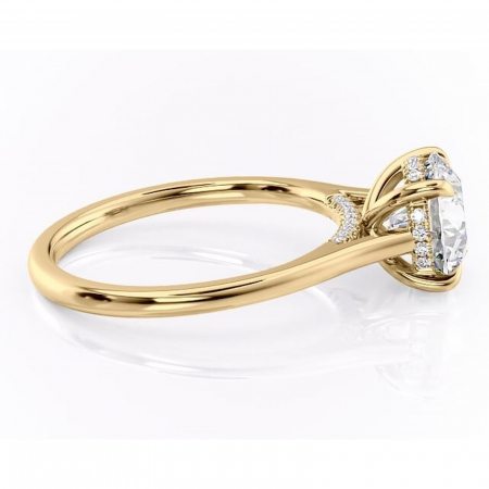 Inel de logodnă Aria din aur Galben 14kt cu moissanite tăietură rotundă – Solitar rafinată pentru profil înalt | Personalizează și configurează gratuit online [1]