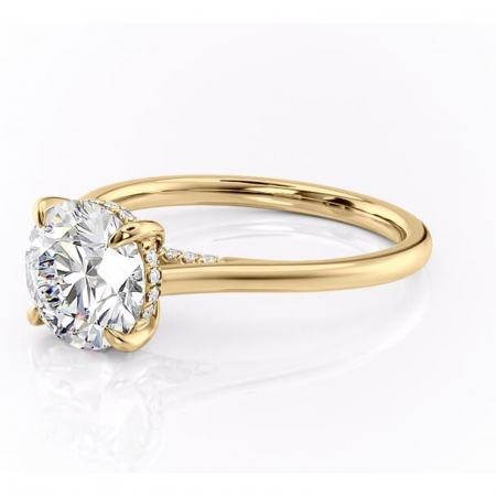 Inel de logodnă Aria din aur Galben 14kt cu moissanite tăietură rotundă – Solitar rafinată pentru profil înalt | Personalizează și configurează gratuit online [6]