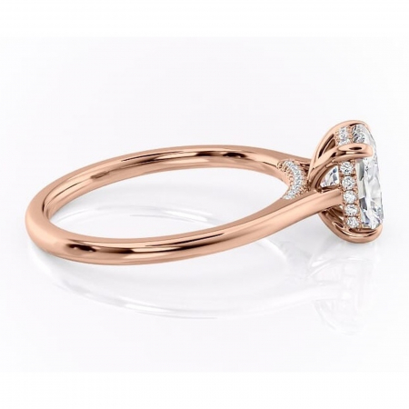 Inel de logodnă Aria din aur Rose 14kt cu moissanite tăietură asscher – Solitar rafinată pentru profil înalt | Personalizează și configurează gratuit online [1]