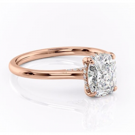 Aur roz - Inel de logodnă Aria din aur Rose 14kt cu moissanite tăietură asscher – Solitar rafinată pentru profil înalt | Personalizează și configurează gratuit online