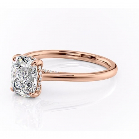 Inel de logodnă Aria din aur Rose 14kt cu moissanite tăietură asscher – Solitar rafinată pentru profil înalt | Personalizează și configurează gratuit online [6]