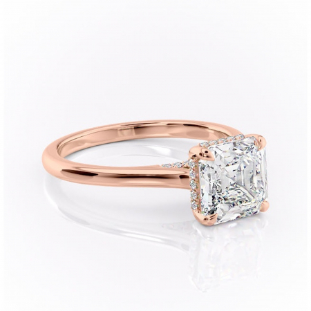 Aur roz - Inel de logodnă Aria din aur Rose 18kt cu moissanite tăietură asscher – Solitar rafinată pentru profil înalt | Personalizează și configurează gratuit online