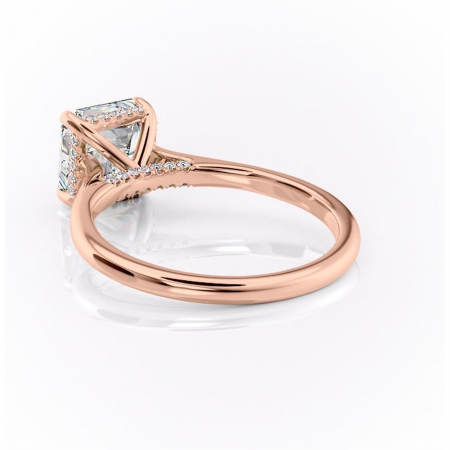 Inel de logodnă Aria din aur Rose 18kt cu moissanite tăietură asscher – Solitar rafinată pentru profil înalt | Personalizează și configurează gratuit online [3]