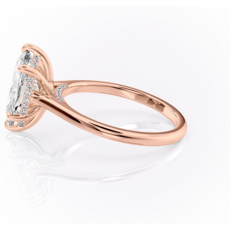 Inel de logodnă Aria din aur Rose 14kt cu moissanite tăietură marquise – Solitar rafinată pentru profil înalt | Personalizează și configurează gratuit online [5]