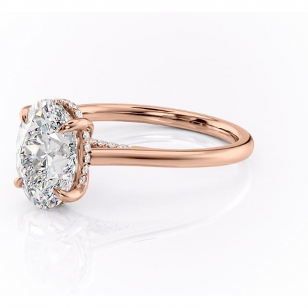 Inel de logodnă Aria din aur Rose 18kt cu moissanite tăietură ovală – Solitar rafinată pentru profil înalt | Personalizează și configurează gratuit online [6]