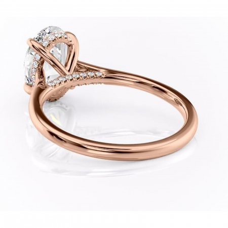 Inel de logodnă Aria din aur Rose 18kt cu moissanite tăietură ovală – Solitar rafinată pentru profil înalt | Personalizează și configurează gratuit online [3]