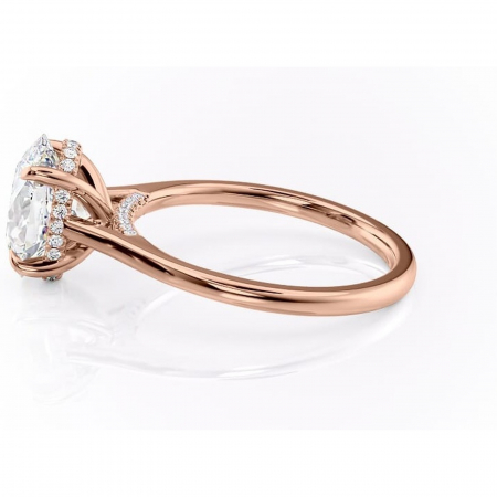 Inel de logodnă Aria din aur Rose 18kt cu moissanite tăietură ovală – Solitar rafinată pentru profil înalt | Personalizează și configurează gratuit online [5]