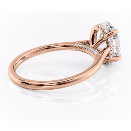 Inel de logodnă Aria din aur Rose 18kt cu moissanite tăietură ovală – Solitar rafinată pentru profil înalt | Personalizează și configurează gratuit online [2]
