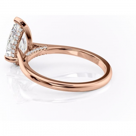 Inel de logodnă Aria din aur Rose 18kt cu moissanite tăietură pară – Solitar rafinată pentru profil înalt | Personalizează și configurează gratuit online [4]