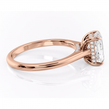 Inel de logodnă Aria din aur Rose 14kt cu moissanite tăietură radiantă – Solitar rafinată pentru profil înalt | Personalizează și configurează gratuit online [1]