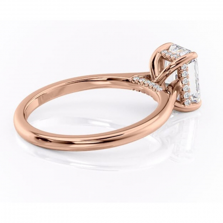 Inel de logodnă Aria din aur Rose 14kt cu moissanite tăietură radiantă – Solitar rafinată pentru profil înalt | Personalizează și configurează gratuit online [2]